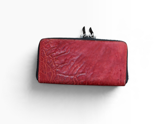 ROUND ZIP LONG WALLET / WAXED HORSE BUTT / RED