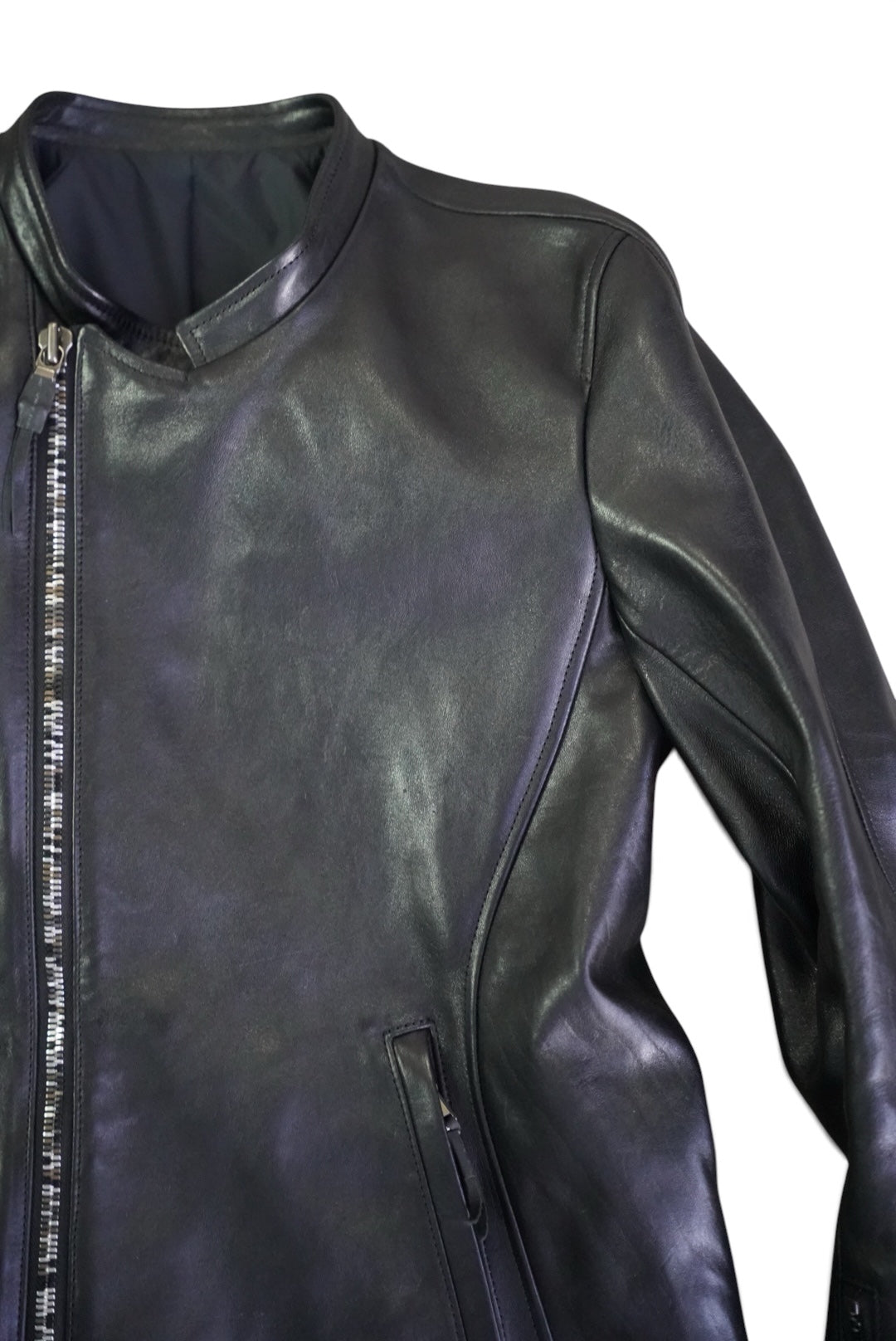 SEMI-DOUBLE BIKER JKT / SHINY HORSE / 44 / BLACK
