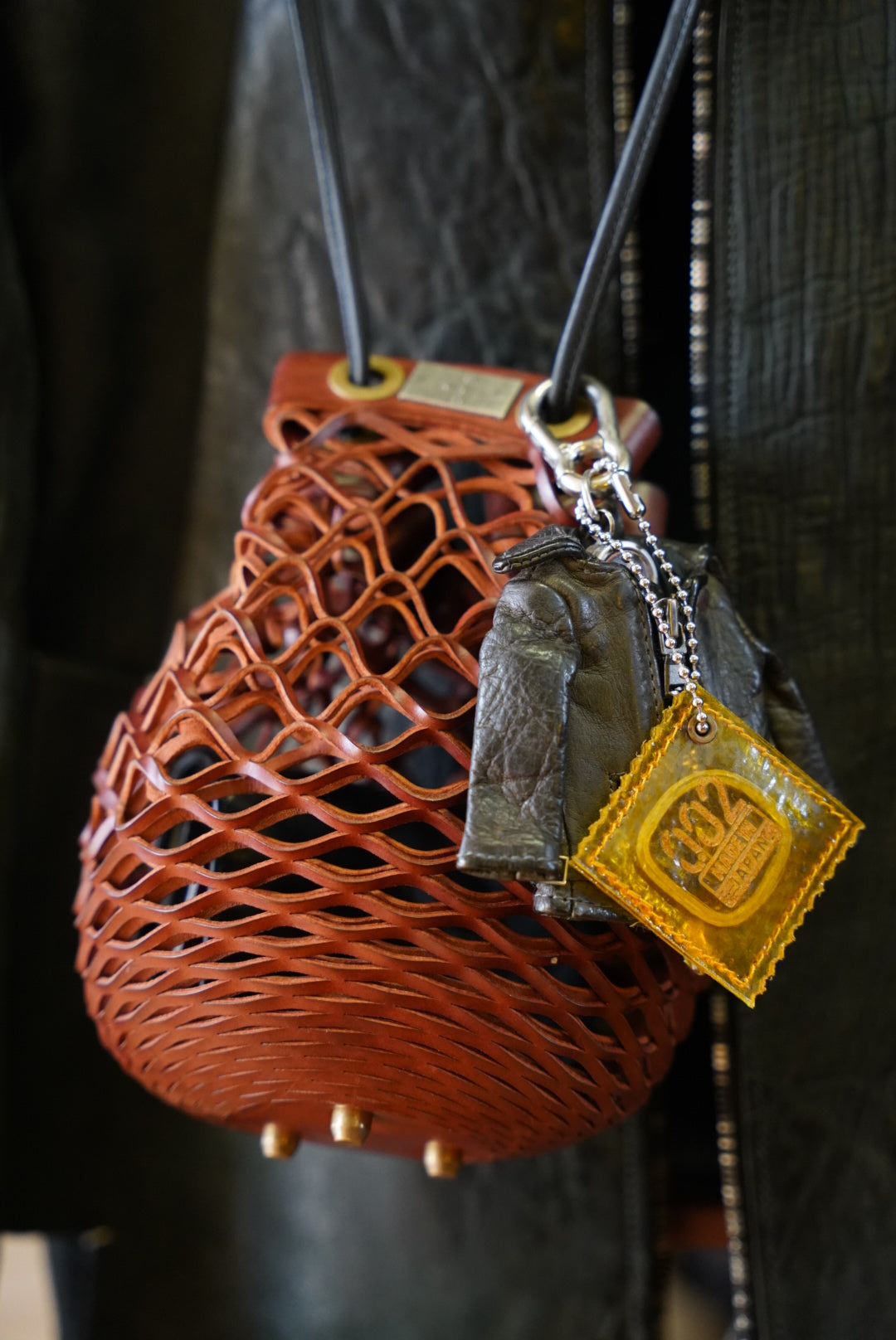 RAW PIG SKIN CONDOM CHARM FOR BAG / YELLOW