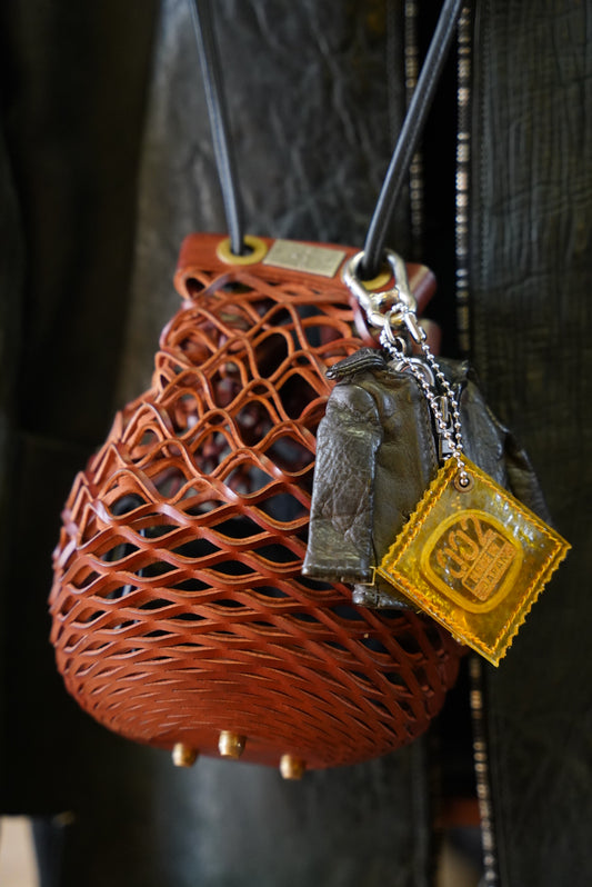 RAW PIG SKIN CONDOM CHARM FOR BAG / YELLOW