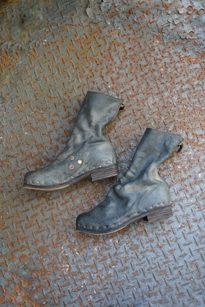 [ONLY ONE] ASIAN BLACK BEAR / BACK-ZIP BOOTS / 39 / OBJECT DYED W/ JP SUMI INK