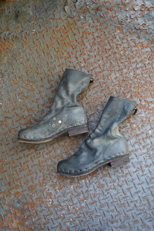 [ONLY ONE] ASIAN BLACK BEAR / BACK-ZIP BOOTS / 39 / OBJECT DYED W/ JP SUMI INK