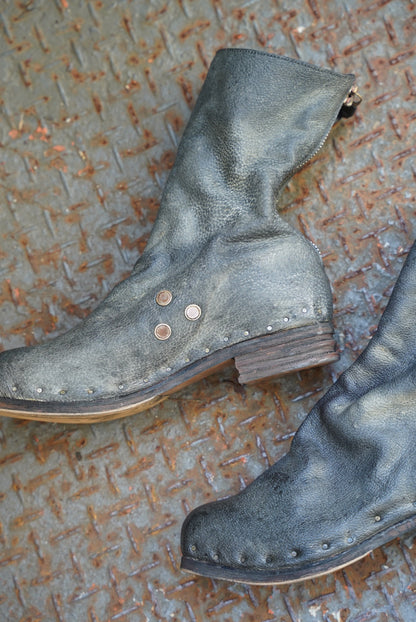 [ONLY ONE] ASIAN BLACK BEAR / BACK-ZIP BOOTS / 39 / OBJECT DYED W/ JP SUMI INK