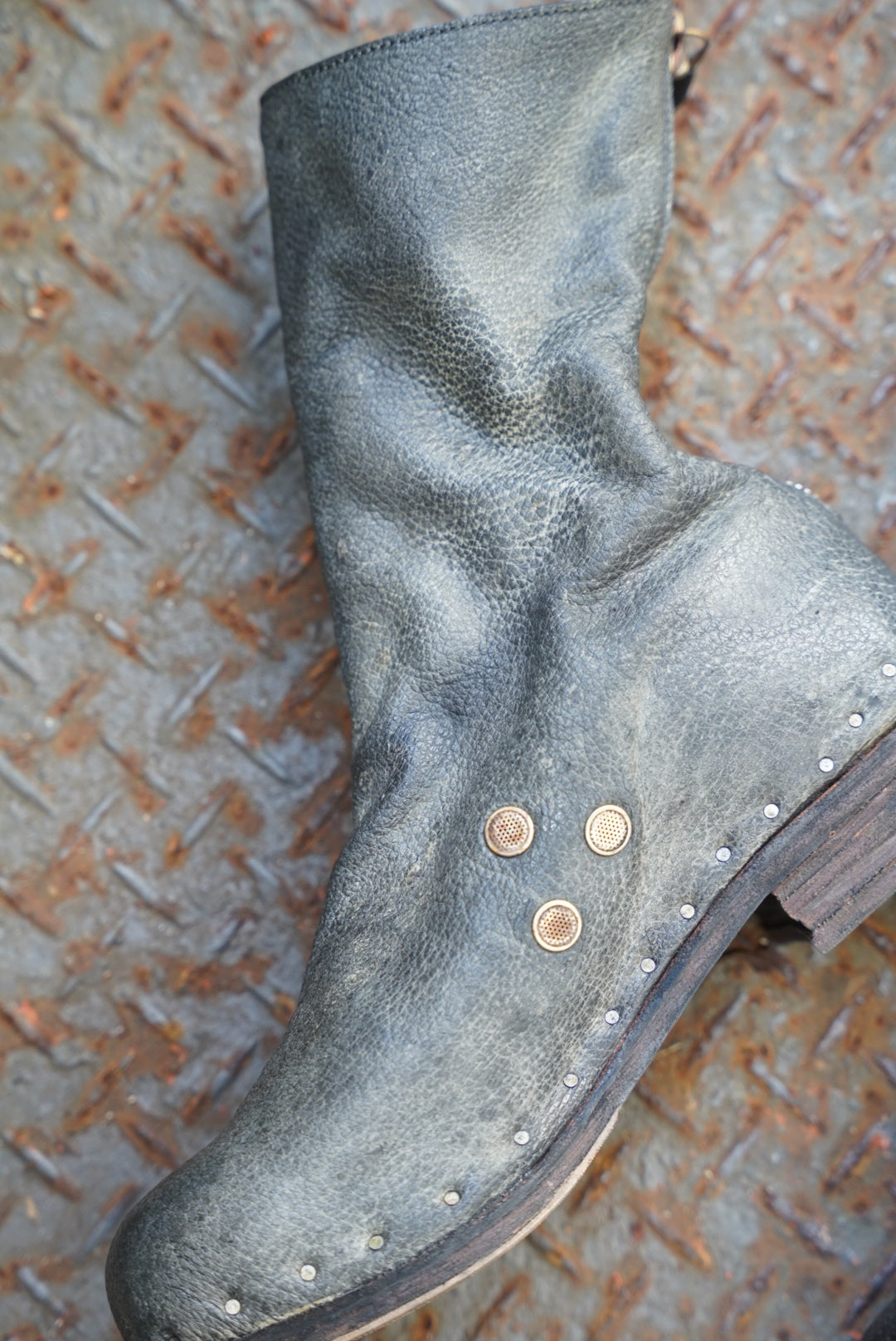 [ONLY ONE] ASIAN BLACK BEAR / BACK-ZIP BOOTS / 39 / OBJECT DYED W/ JP SUMI INK
