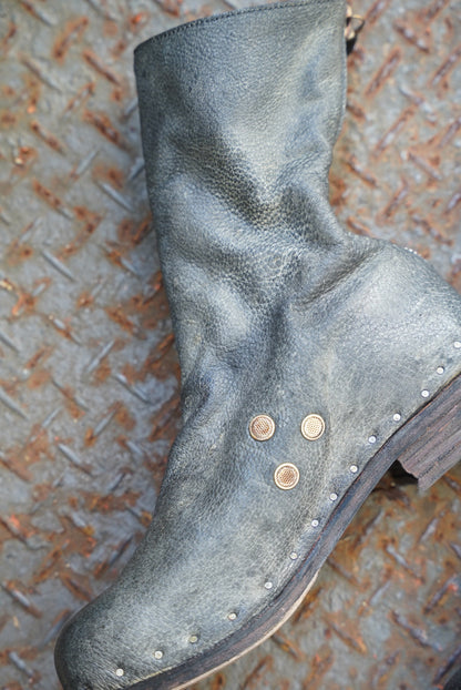 [ONLY ONE] ASIAN BLACK BEAR / BACK-ZIP BOOTS / 39 / OBJECT DYED W/ JP SUMI INK