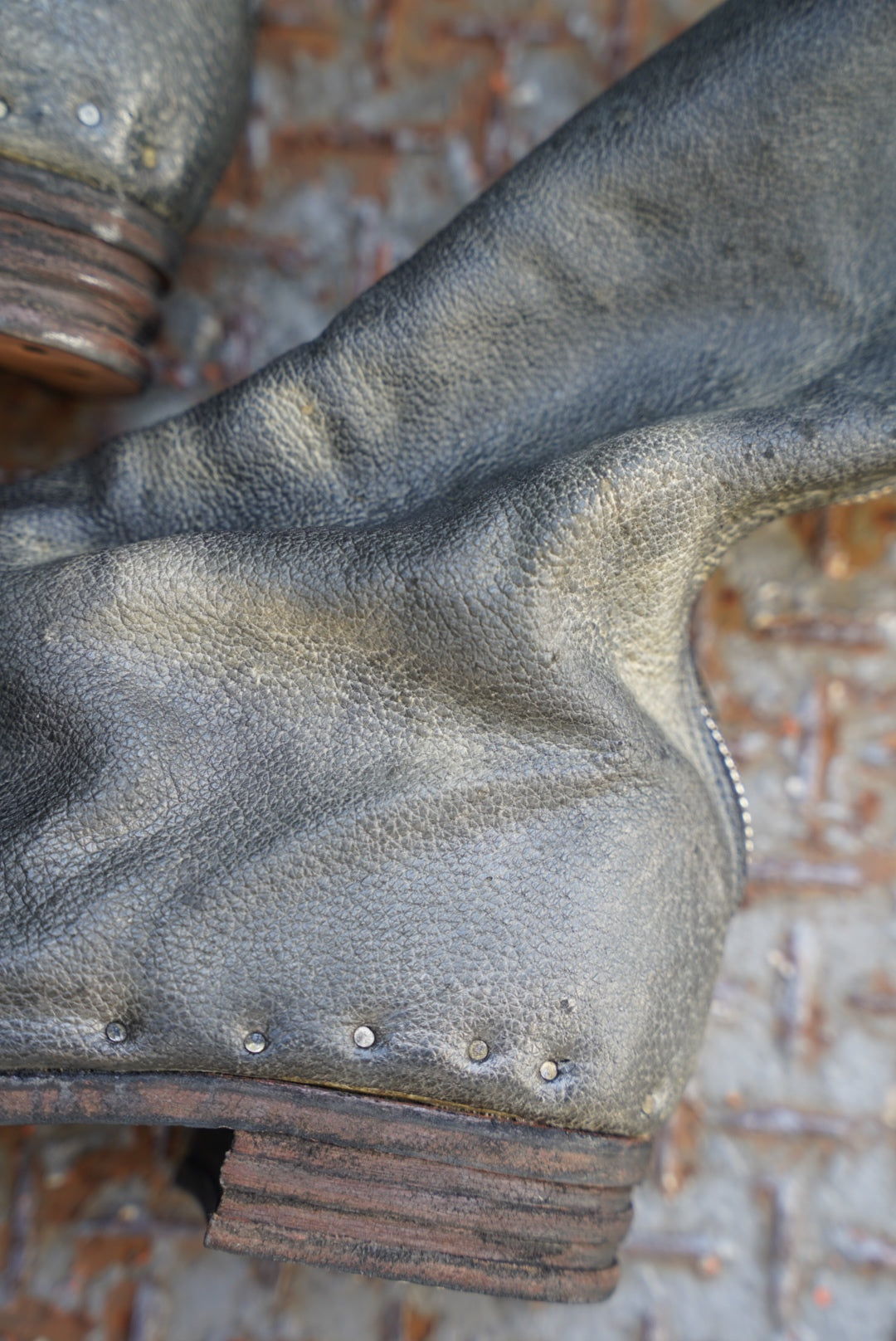 [ONLY ONE] ASIAN BLACK BEAR / BACK-ZIP BOOTS / 39 / OBJECT DYED W/ JP SUMI INK