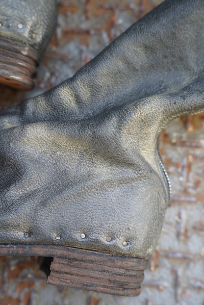 [ONLY ONE] ASIAN BLACK BEAR / BACK-ZIP BOOTS / 39 / OBJECT DYED W/ JP SUMI INK