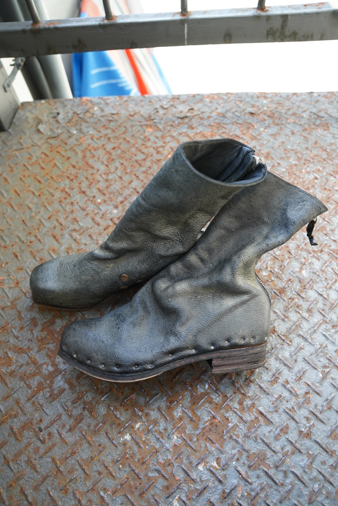 [ONLY ONE] ASIAN BLACK BEAR / BACK-ZIP BOOTS / 39 / OBJECT DYED W/ JP SUMI INK