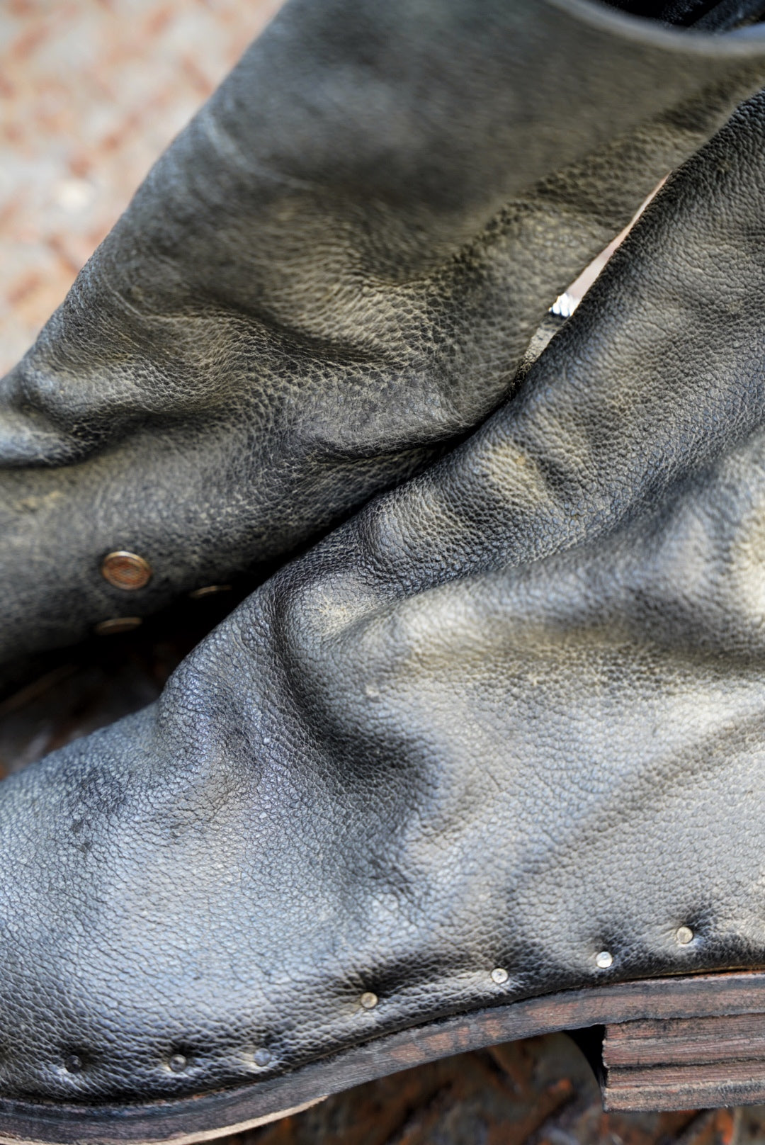 [ONLY ONE] ASIAN BLACK BEAR / BACK-ZIP BOOTS / 39 / OBJECT DYED W/ JP SUMI INK