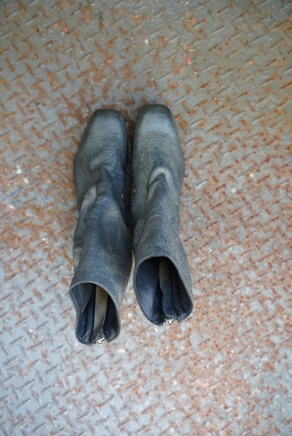 [ONLY ONE] ASIAN BLACK BEAR / BACK-ZIP BOOTS / 39 / OBJECT DYED W/ JP SUMI INK