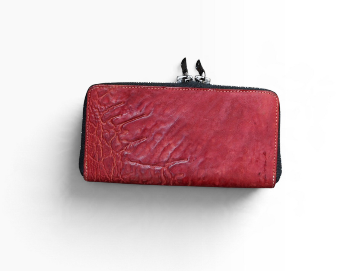 ROUND ZIP LONG WALLET / WAXED HORSE BUTT / RED