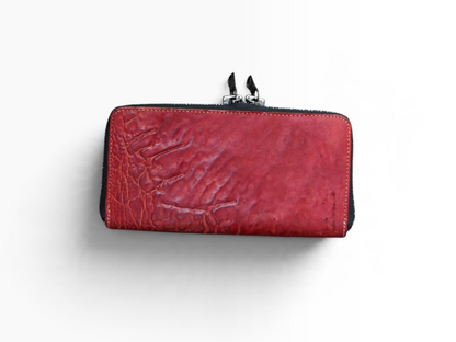 ROUND ZIP LONG WALLET / WAXED HORSE BUTT / RED
