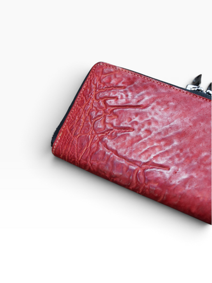 ROUND ZIP LONG WALLET / WAXED HORSE BUTT / RED