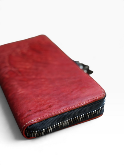 ROUND ZIP LONG WALLET / WAXED HORSE BUTT / RED