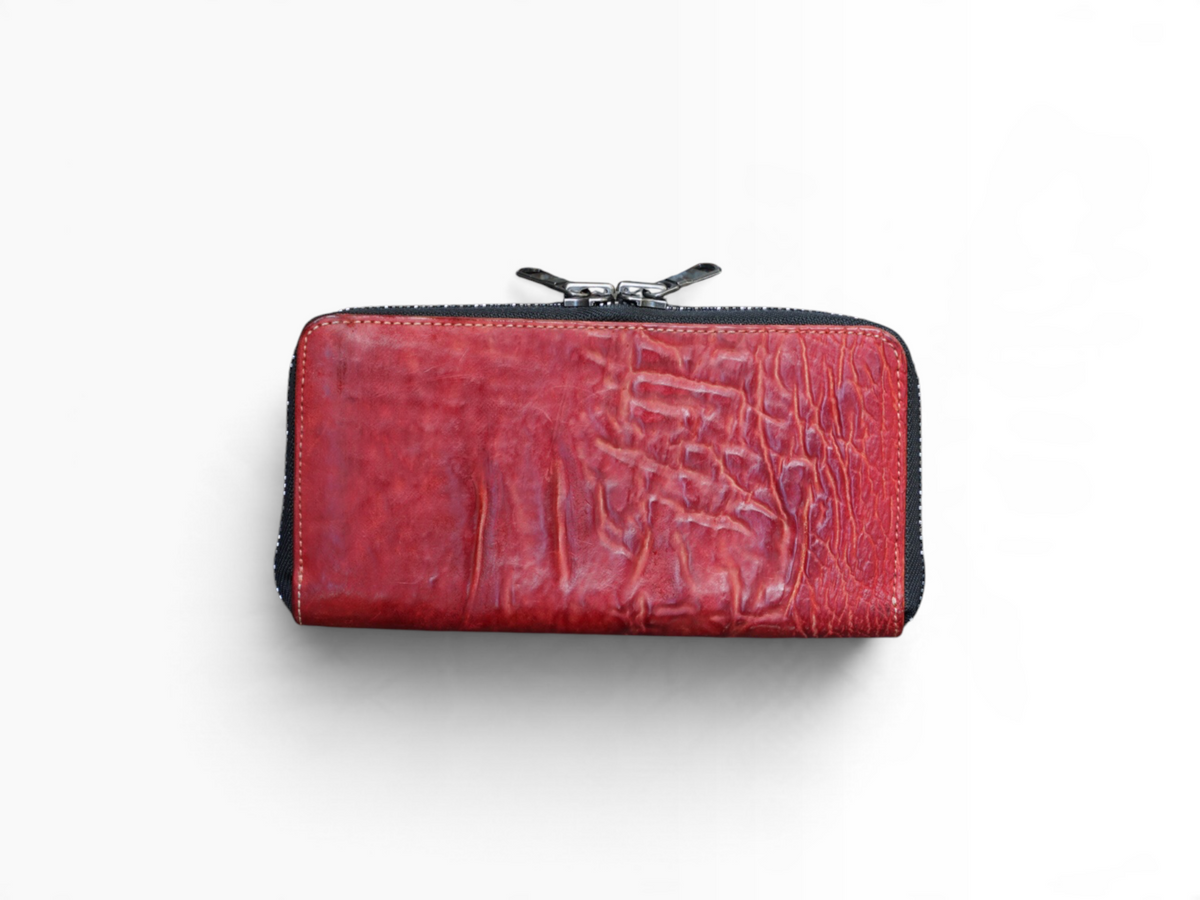 ROUND ZIP LONG WALLET / WAXED HORSE BUTT / RED