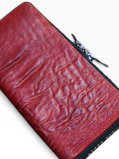ROUND ZIP LONG WALLET / WAXED HORSE BUTT / RED