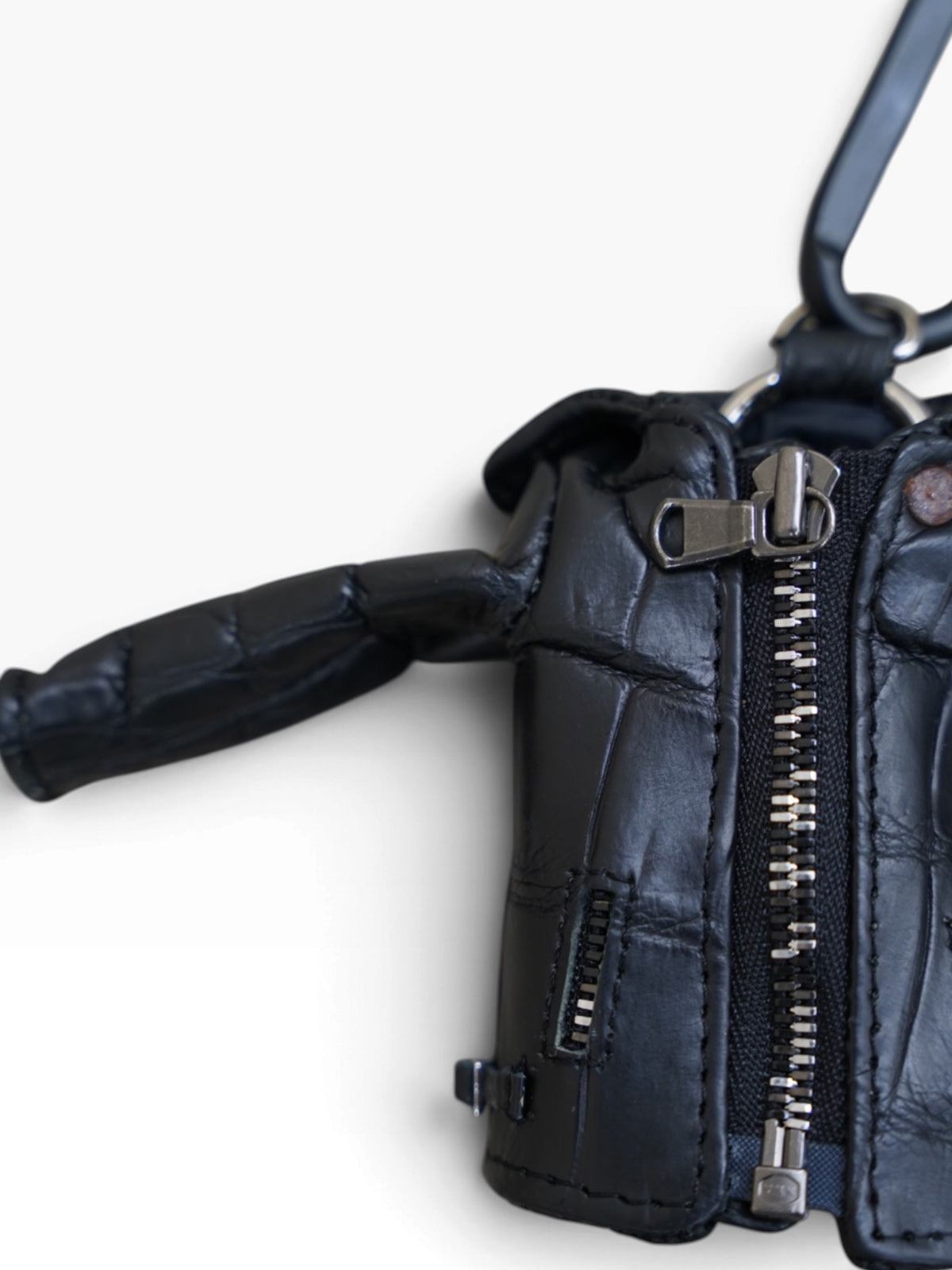 MINI JACKET KEY CASE / CROCODILE / BLK　①