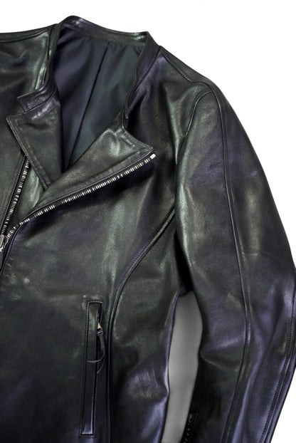SEMI-DOUBLE BIKER JKT / SHINY HORSE / 44 / BLACK