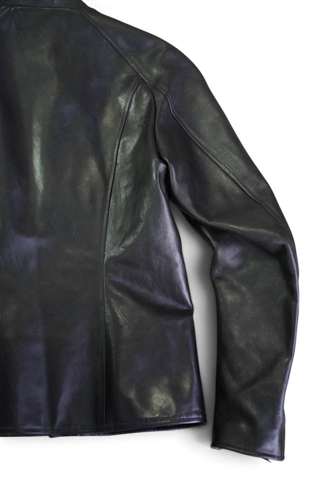 SEMI-DOUBLE BIKER JKT / SHINY HORSE / 44 / BLACK