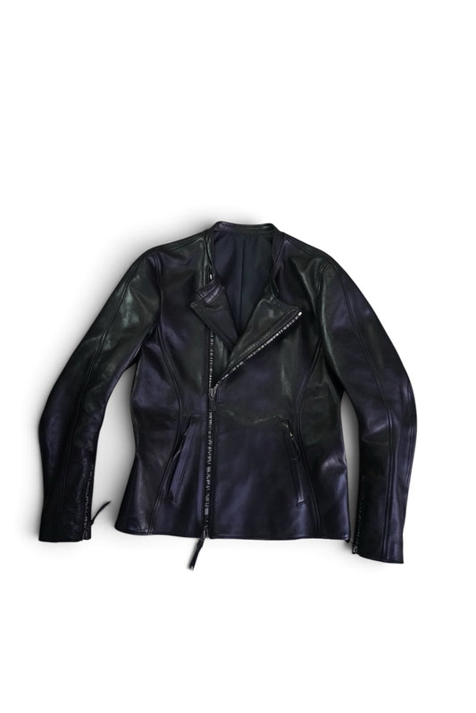 SEMI-DOUBLE BIKER JKT / SHINY HORSE / 44 / BLACK