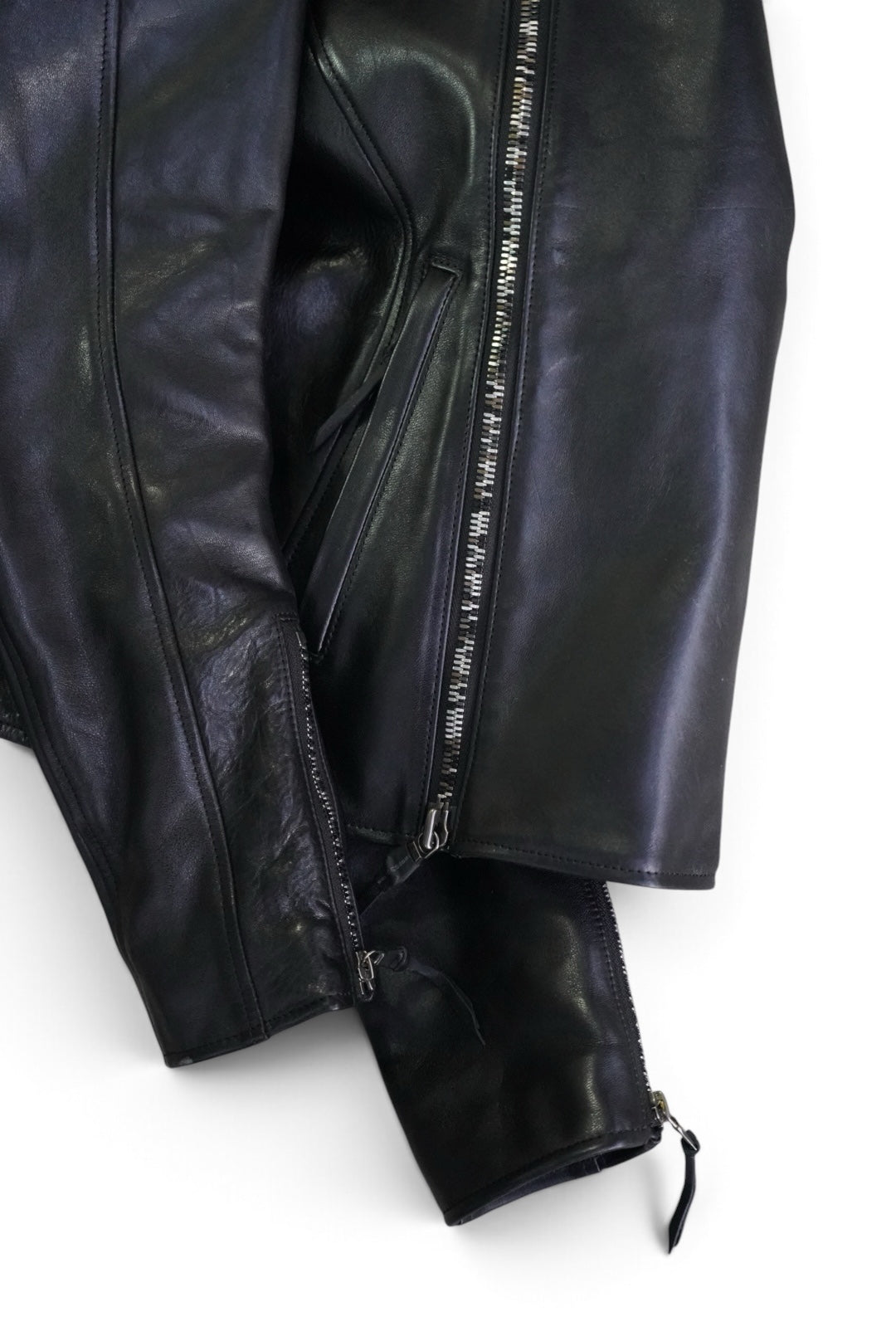 SEMI-DOUBLE BIKER JKT / SHINY HORSE / 44 / BLACK