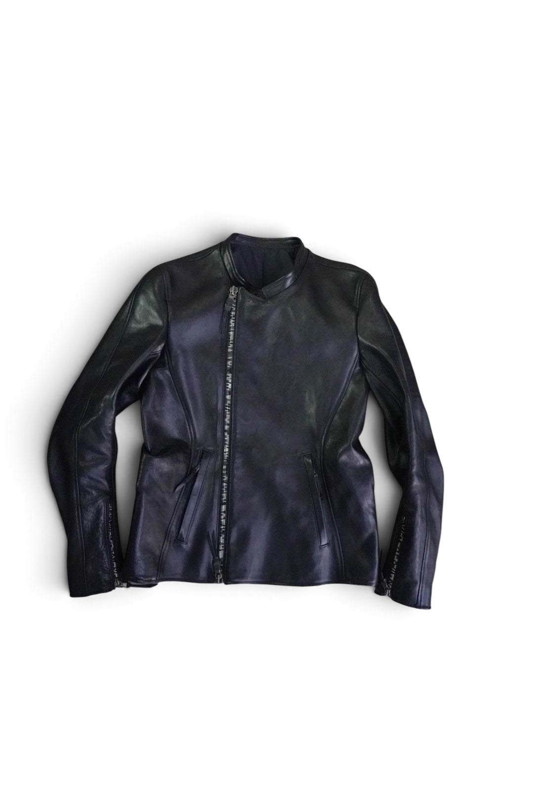 SEMI-DOUBLE BIKER JKT / SHINY HORSE / 44 / BLACK