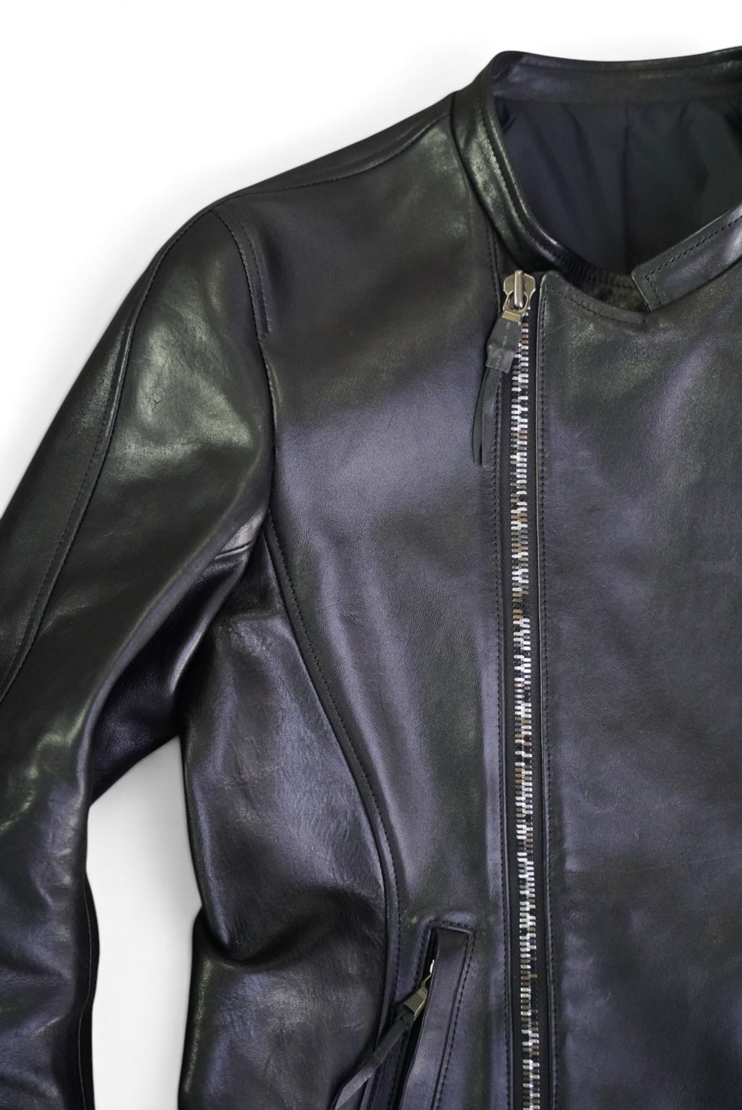 SEMI-DOUBLE BIKER JKT / SHINY HORSE / 44 / BLACK
