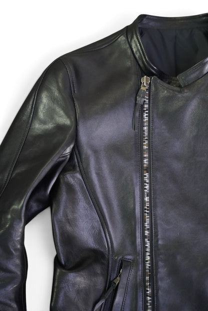 SEMI-DOUBLE BIKER JKT / SHINY HORSE / 44 / BLACK