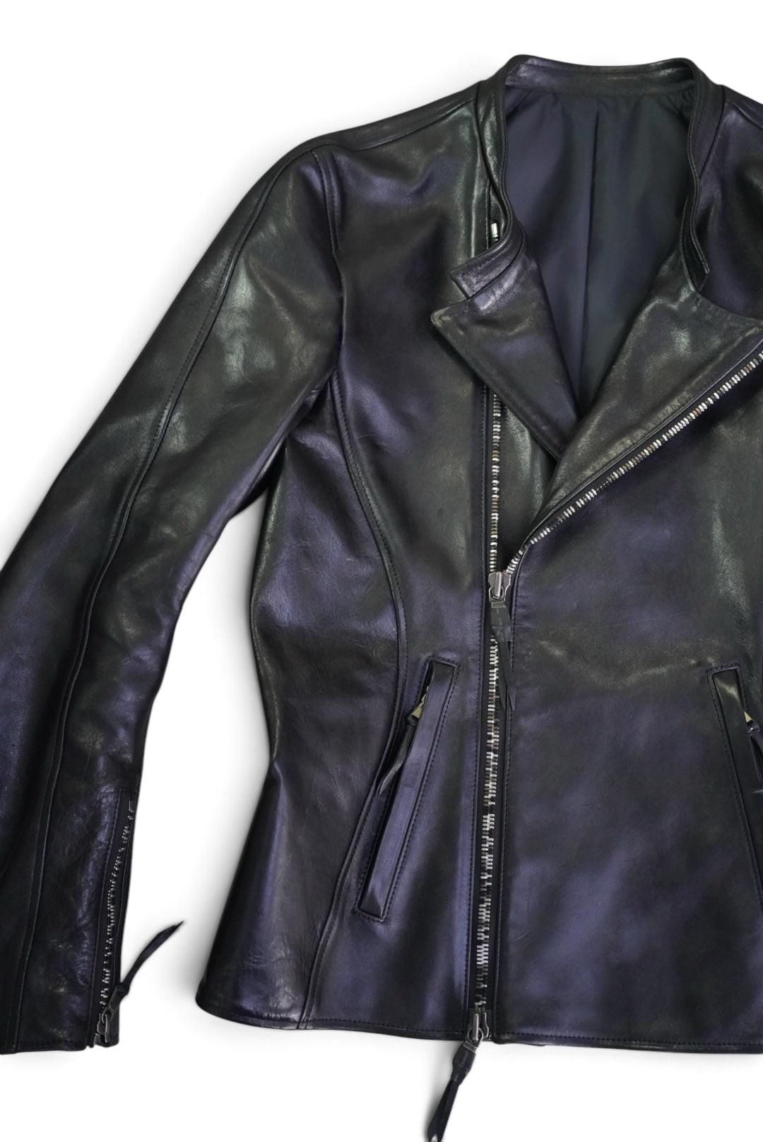 SEMI-DOUBLE BIKER JKT / SHINY HORSE / 44 / BLACK