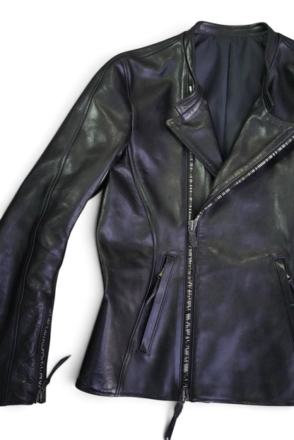 SEMI-DOUBLE BIKER JKT / SHINY HORSE / 44 / BLACK