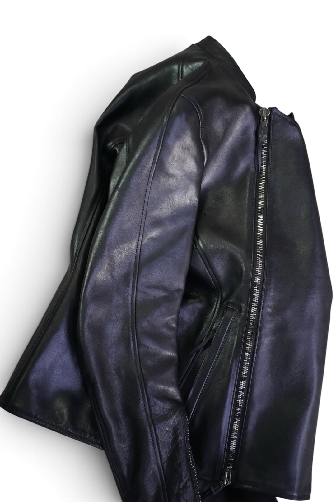 SEMI-DOUBLE BIKER JKT / SHINY HORSE / 44 / BLACK