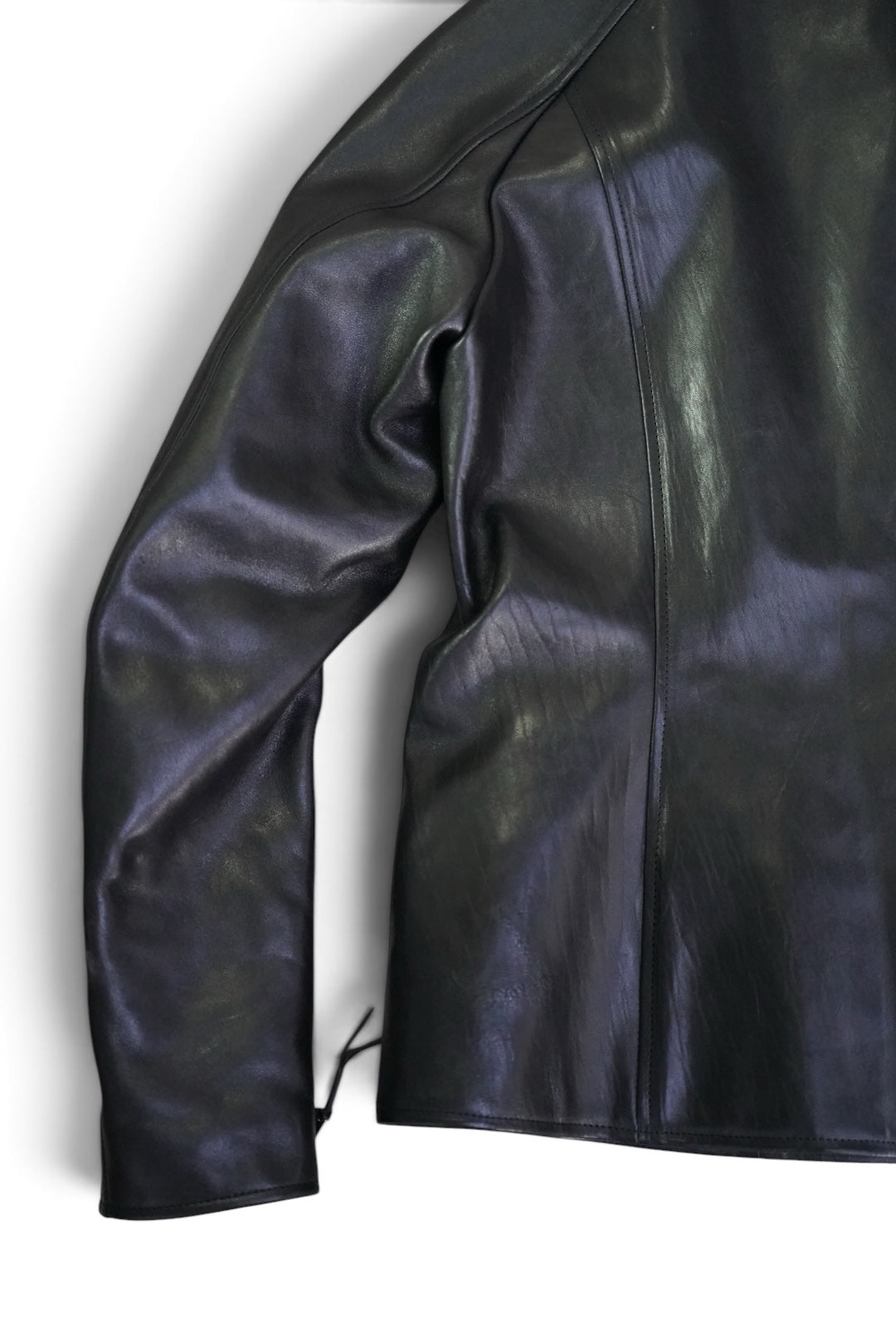 SEMI-DOUBLE BIKER JKT / SHINY HORSE / 44 / BLACK