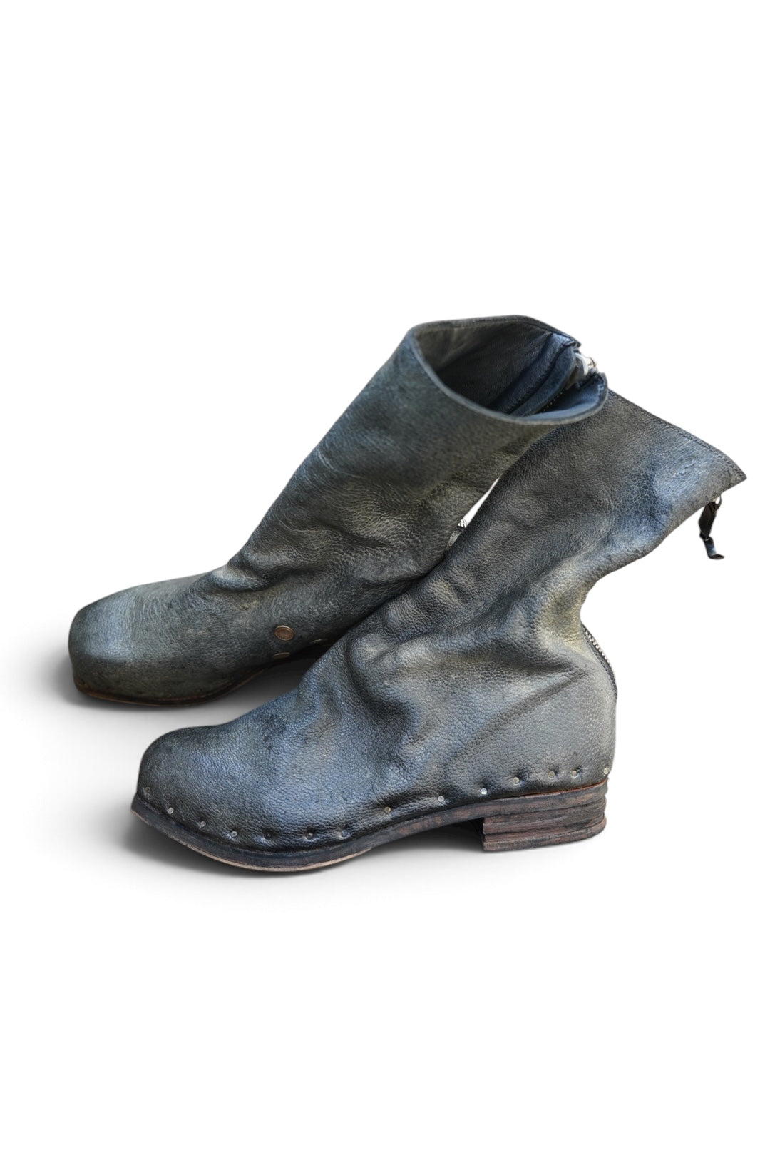 [ONLY ONE] ASIAN BLACK BEAR / BACK-ZIP BOOTS / 39 / OBJECT DYED W/ JP SUMI INK