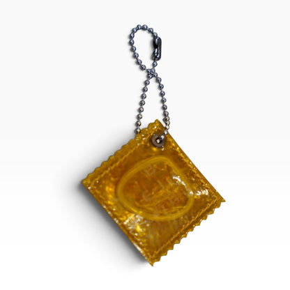 RAW PIG SKIN CONDOM CHARM FOR BAG / YELLOW
