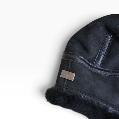 AVIATOR CAP / SHEARLING / MERINO SHEEP / BLACK