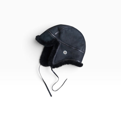 AVIATOR CAP / SHEARLING / MERINO SHEEP / BLACK